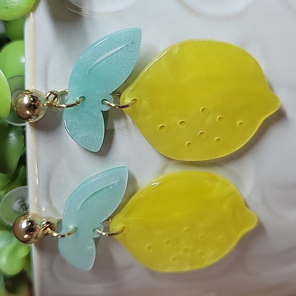 Lemon Drop Earrings with Gold Accents - Picture 5 of 6